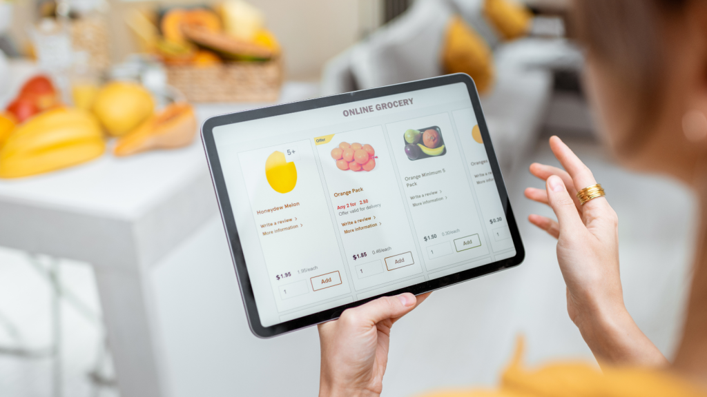 online grocery app showed on ipad