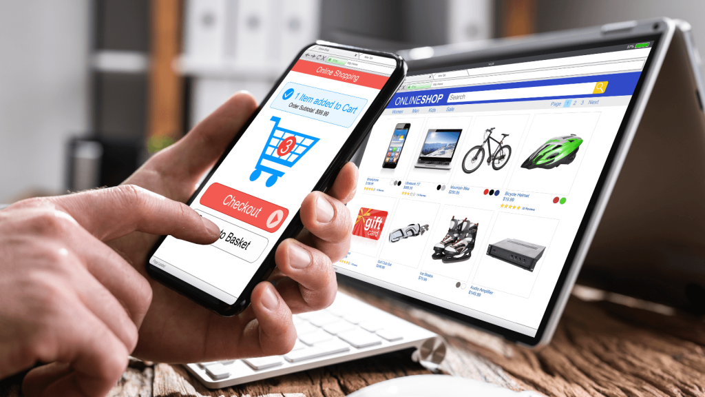 mobile and web version of online shop