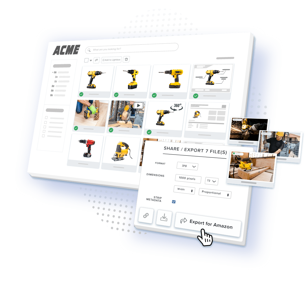 Exporting and sharing product assets and spec sheets from a PIM