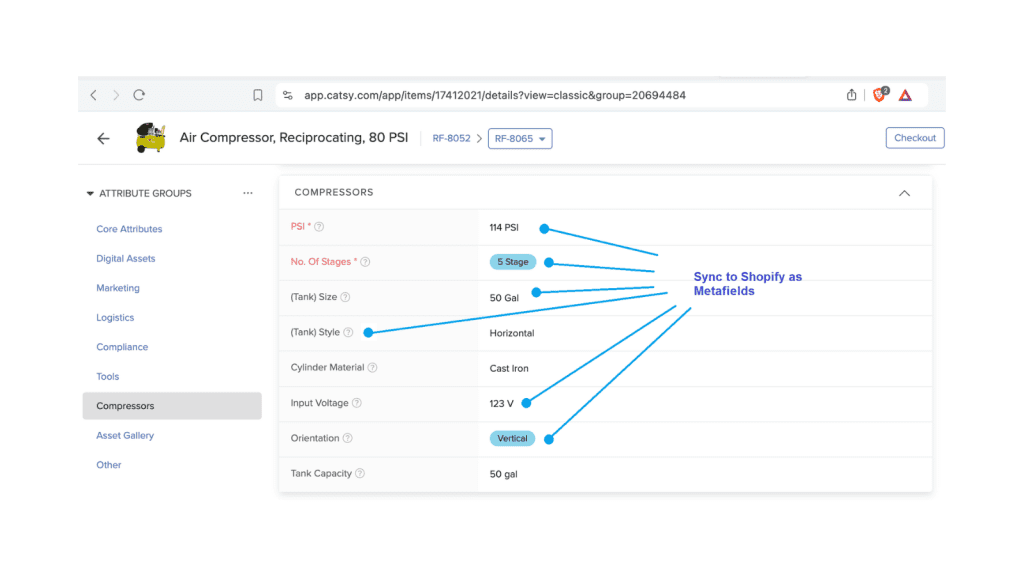 Shopify metafield management