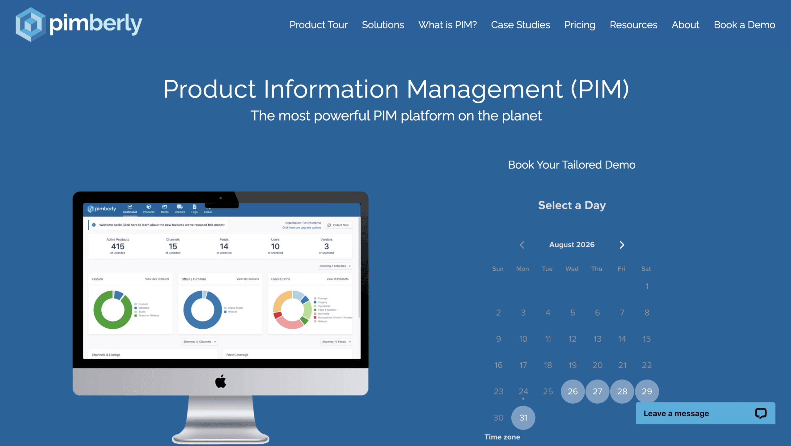 Pimberly product information management platform dashboard for managing complex product catalogs
