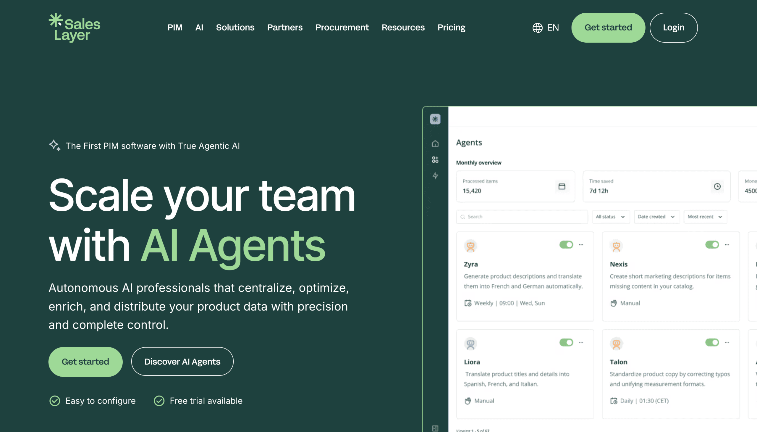 Sales Layer PIM software for product data accuracy, ecommerce onboarding and AI-assisted enrichment